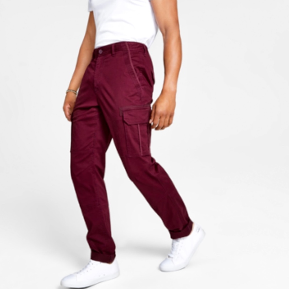 Sun + Stone Mens Burgundy Cargo Pant NWOT